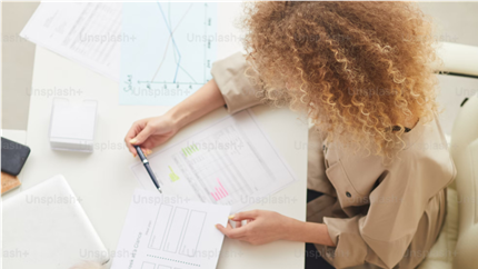Person perusing documents